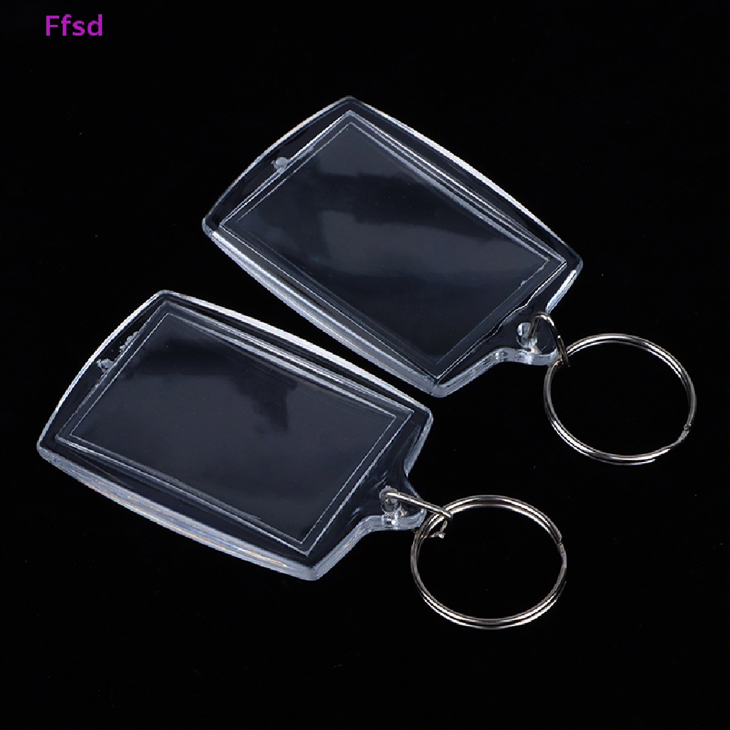 Set 100 Móc Khóa Khung Ảnh Bằng Acrylic Trong Suốt Hình Chữ Nhật DIY