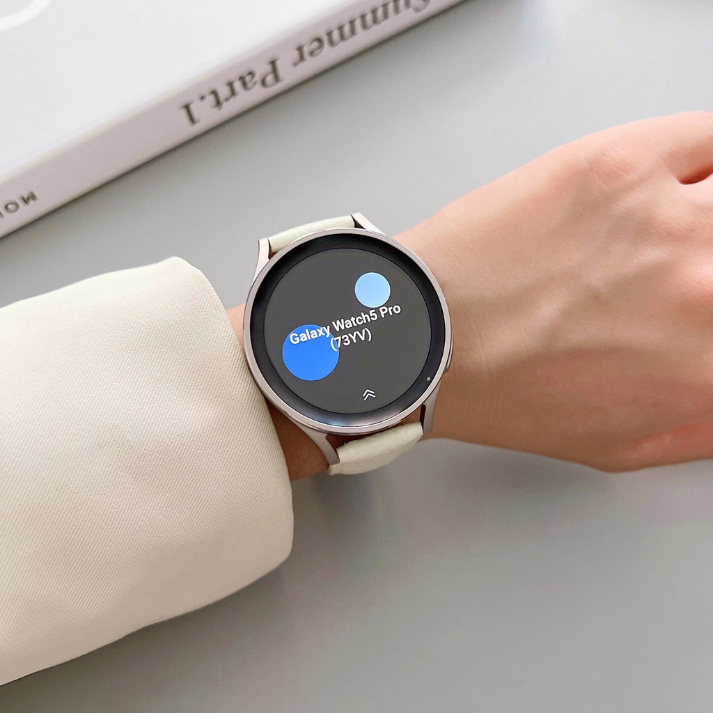 Dây Đeo Bằng Da Có Khóa Nam Châm 22mm 20mm Cho Đồng Hồ Thông Minh Samsung Watch 5 Pro 45mm 4 Classic Corea Galaxy Watch 5 44mm 40mm