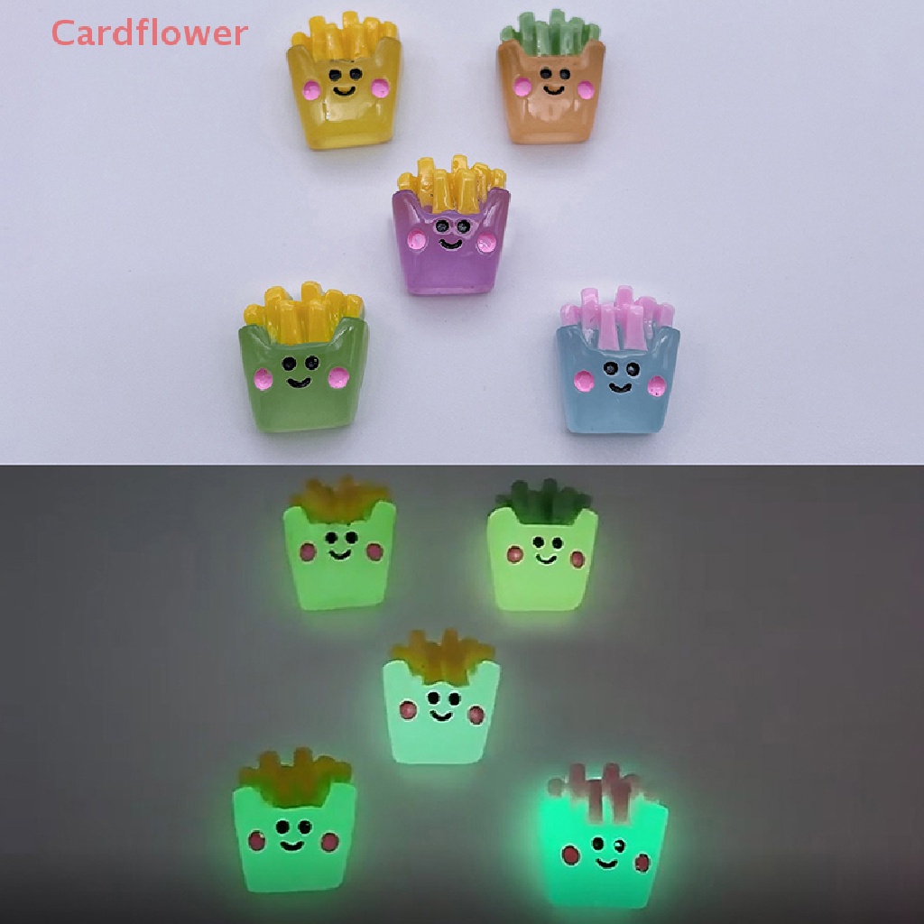 Bộ 2 Miếng Dán Hình Xe Hơi / Búp Bê / Khoai Tây Chiên Bằng Nhựa Resin Mini Phát Quang Diy Trang Trí Nhà Cửa Sân Vườn