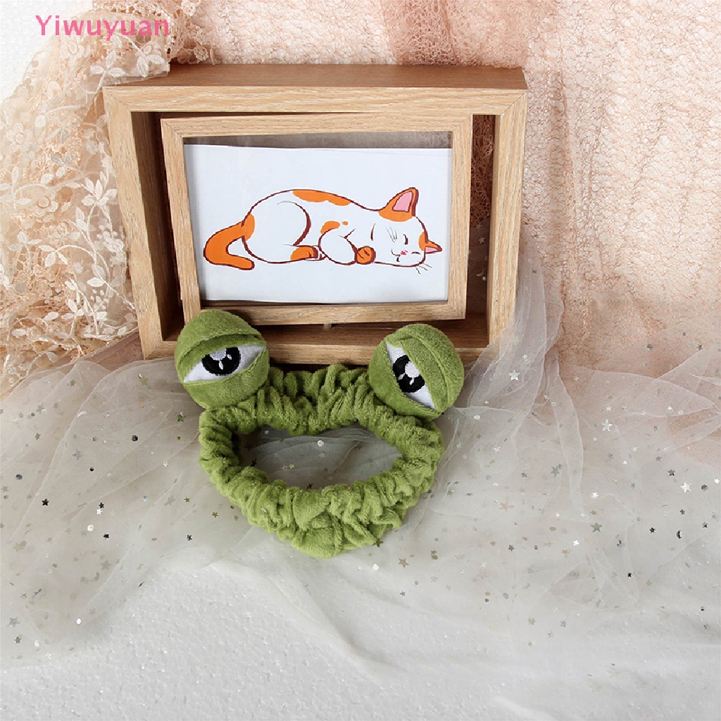 < Yiwuyuan > Băng Đô Trang Điểm Rửa Mặt Co Giãn Bản Rộng Hình Ếch Vui Nhộn Mới