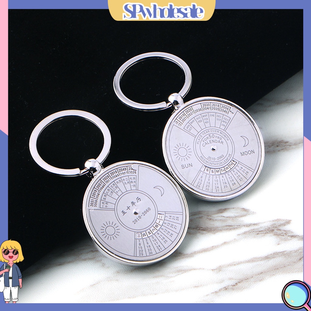 <SPwholesale> Móc Chìa Khóa Khắc Hình Mặt Trời Mặt Trăng Trong Suốt 50 Năm Bằng Thép Không Gỉ