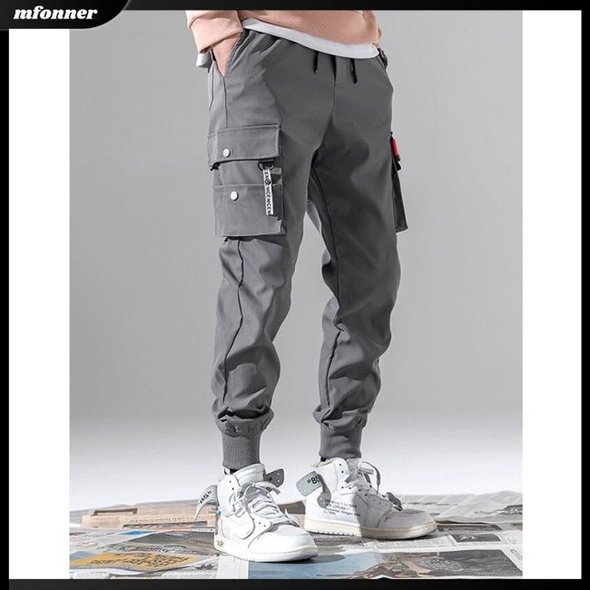 Quần Dài Thể Thao Vải Cotton Dáng Rộng Màu Sắc Đơn Giản Cho Nam