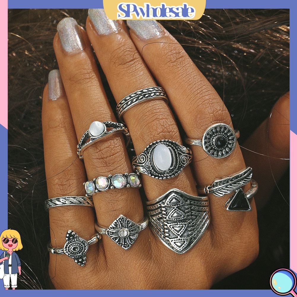 <SPwholesale> Set 10 Nhẫn Đeo Khớp Ngón Tay Phong Cách Boho