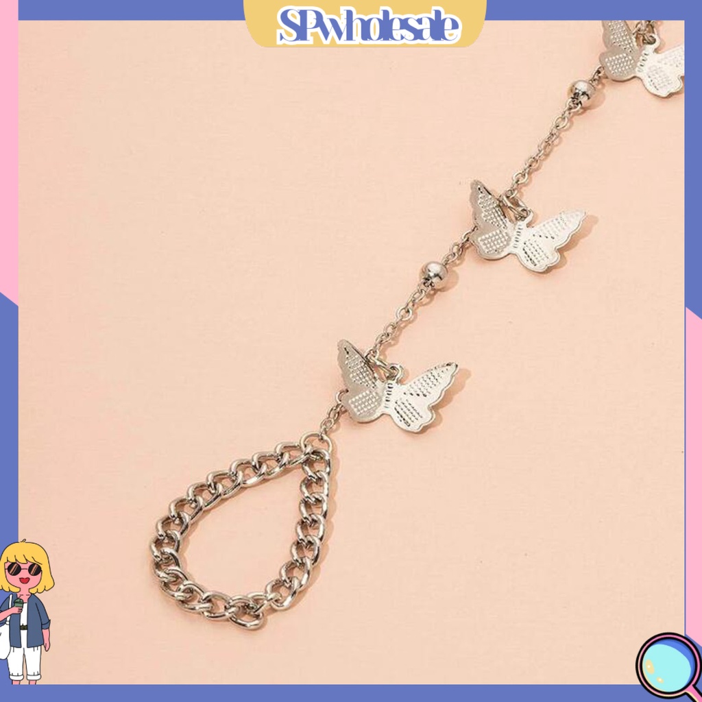 <SPwholesale> Vòng Tay Dạng Nhẫn Hình Bướm Có Thể Điều Chỉnh Độ Dài Phong Cách Hip hop Cho Nữ