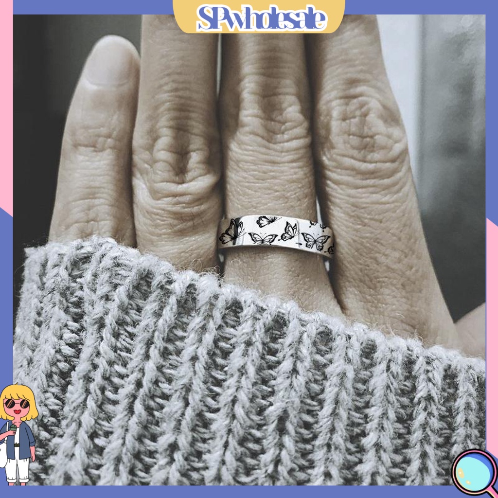 <SPwholesale> Nhẫn Hợp Kim Chạm Khắc Hình Bướm Đơn Giản Phong Cách Cổ Điển Thích Hợp Làm Quà Tặng