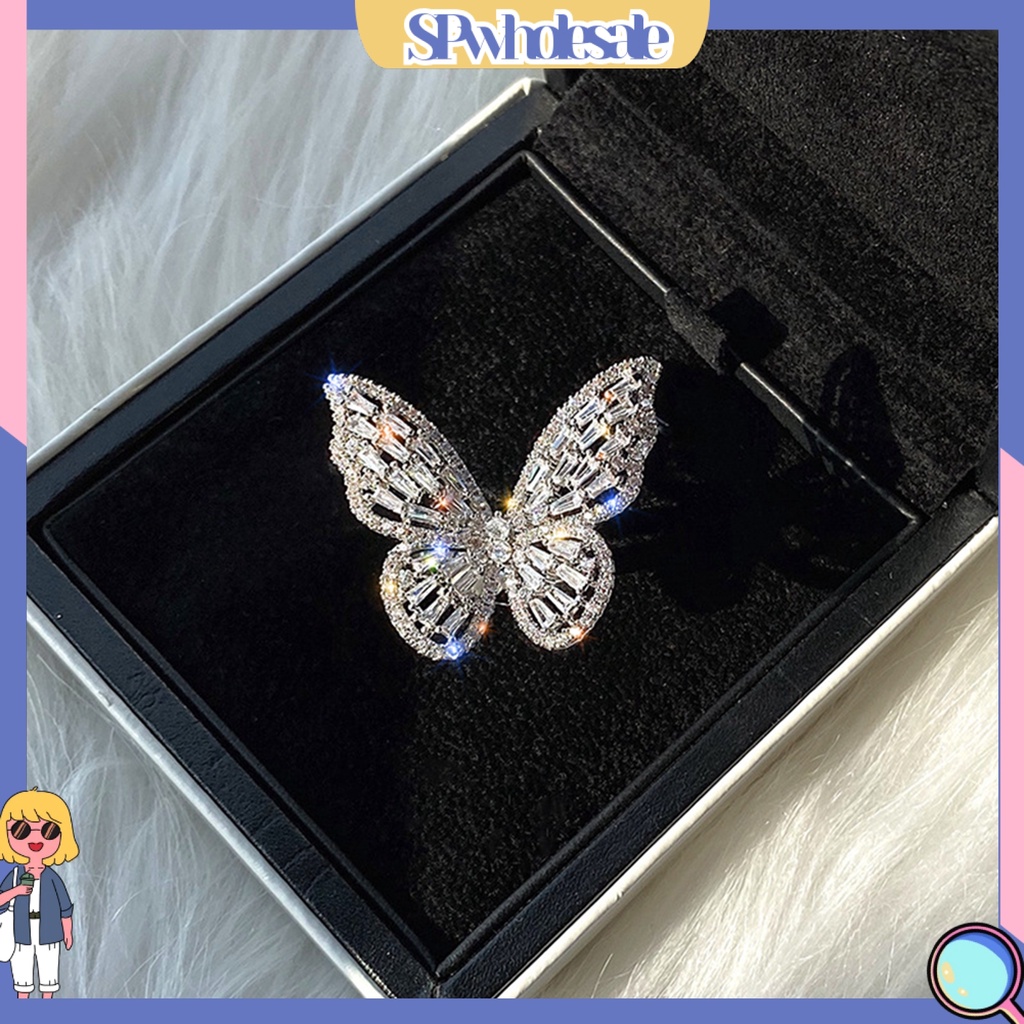 <SPwholesale> Nhẫn Hình Bướm Đính Đá Zircon Thời Trang Dự Tiệc Cho Nữ