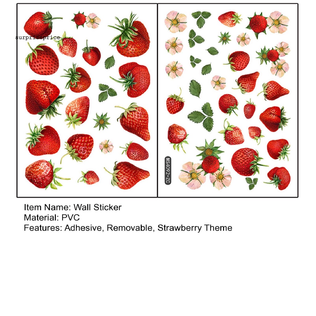 Bộ 2 Miếng Dán Tường Trang Trí Hình Lá Dâu Tây Dễ Thương