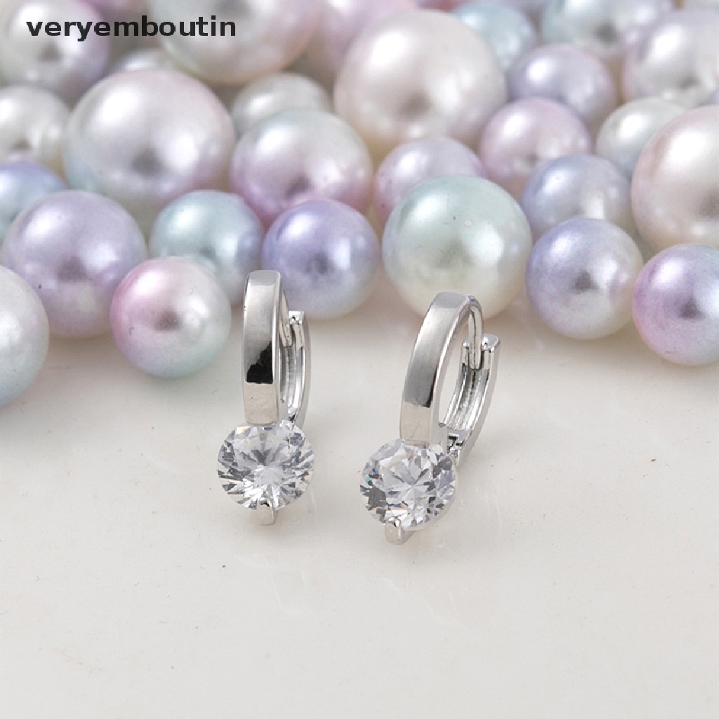 1 Đôi Bông Tai Hình Tròn Nhỏ Đính Đá Zircon Đơn Giản Thời Trang Phong Cách Hàn Quốc Dành Cho Nữ