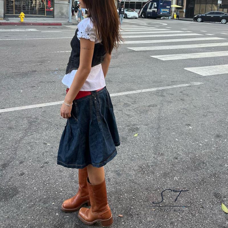 Áo Denim Sát Nách Cổ V Xẻ Sâu Thời Trang Cho Nữ