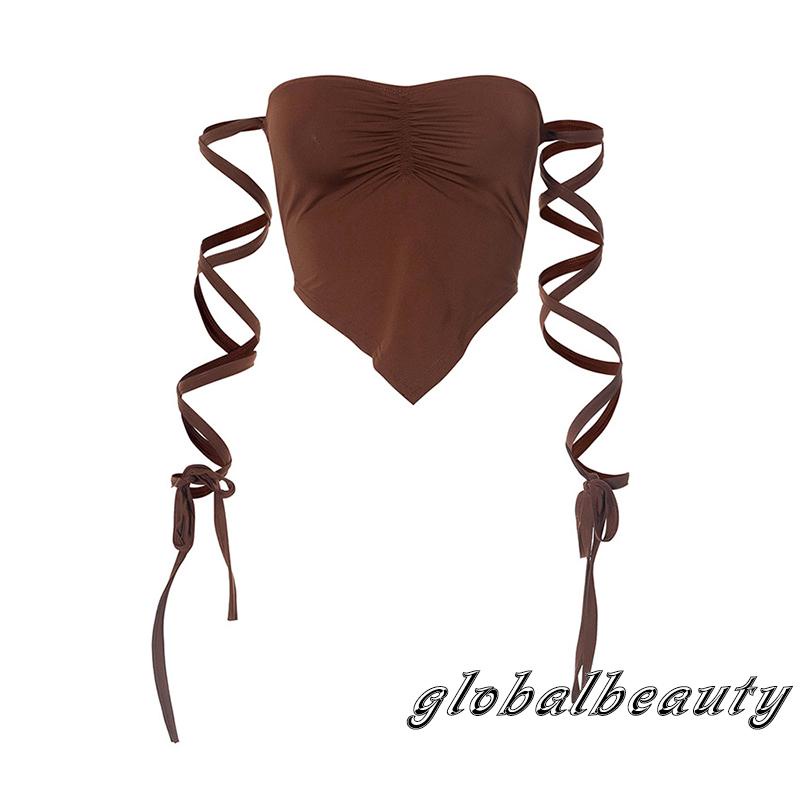 Áo Ống Mùa Hè Không Dây Hở Lưng Xếp Ly Kiểu Cách Cho Nữ