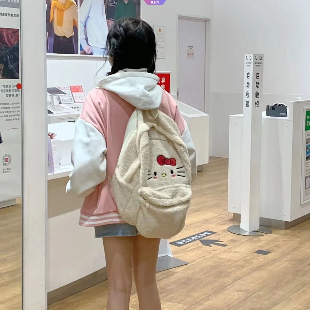 Balo Đeo Vai Y2k Vải Bông Thêu Họa Tiết Sanrio Hello Kitty Dễ Thương Sức Chứa Lớn Phong Cách Nhật Bản Cho Nữ