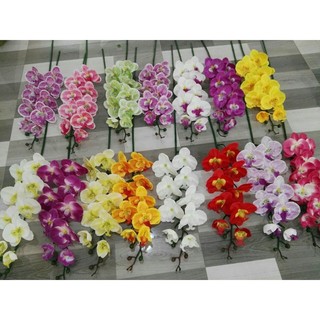 Hoa giả, hoa vải lụa - cành lan hồ điệp 9 bông cao cấp