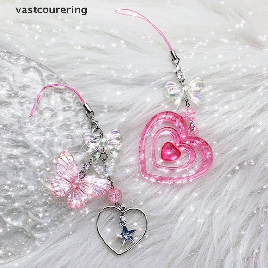 Vast New Pink Y2K Móc Chìa Khóa / Túi Xách / Điện Thoại Hình Nơ Chữ Ch Làm Thủ Công DIY