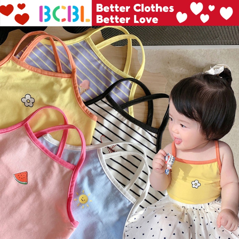 Áo thun BCBL dây mảnh họa tiết hoạt hình thời trang mùa hè cho bé gái