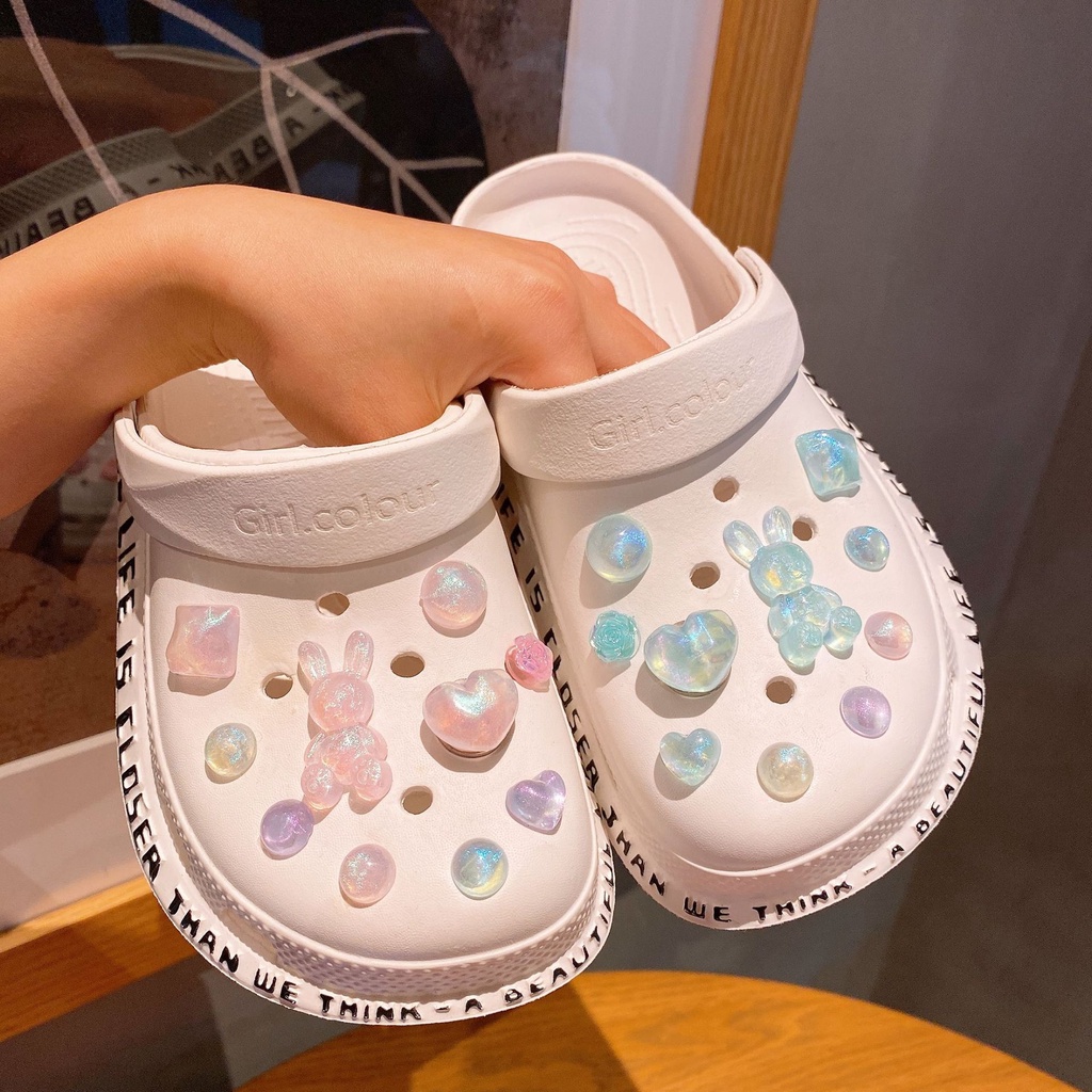 Bộ Phụ Kiện Trang Trí Giày Trẻ Em Hình shin chan Jojo croc Bánh hamburger Thỏ Đèn led