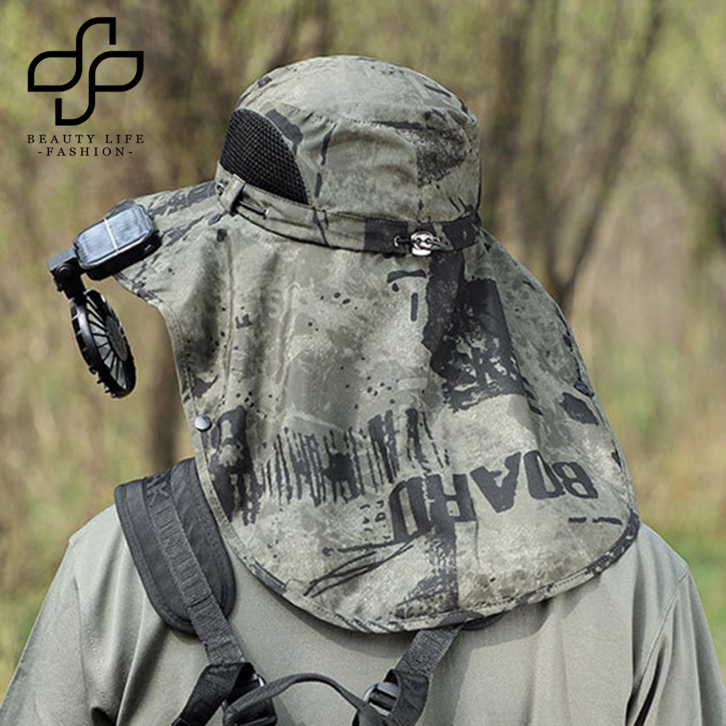 Nón Tai Bèo Kèm Tấm Che Mặt Chống Nắng / Bụi Bẩn In Họa Tiết Rằn Ri Độc Đáo Thời Trang