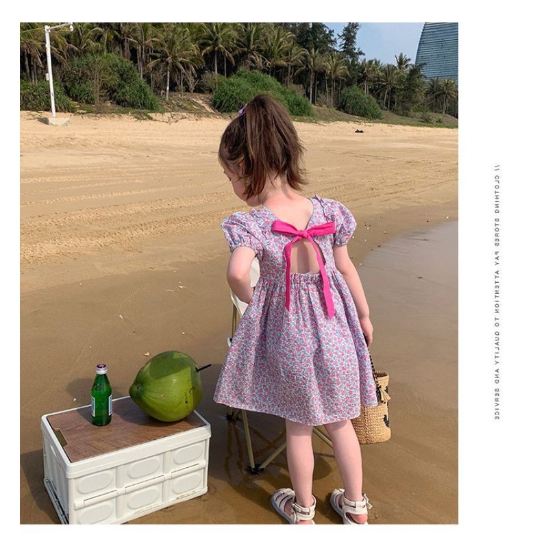 Đầm Công Chúa Mùa Hè Họa Tiết Hoa Phong Cách Hàn Quốc Cho Bé Gái 8-9 Tuổi