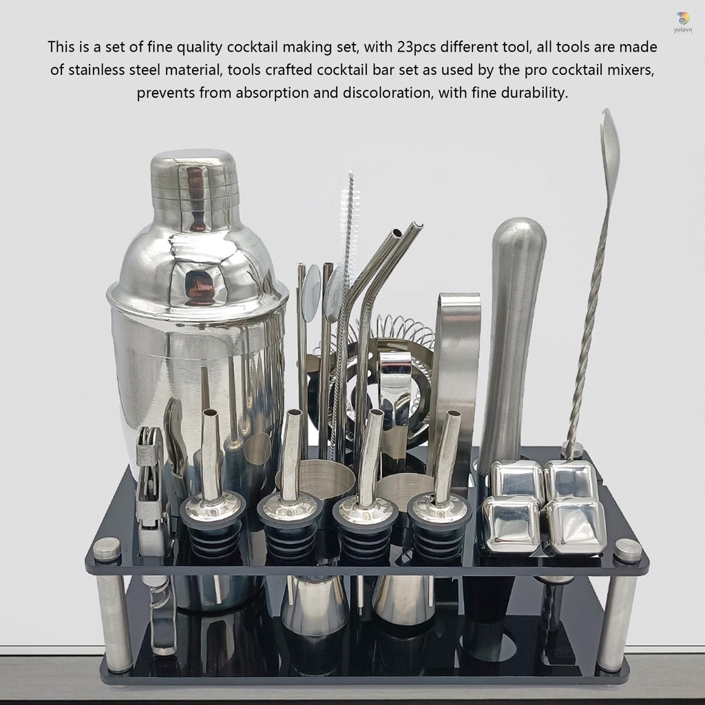Bộ Dụng Cụ Pha Chế Cocktail 23 Món Bằng Thép Không Gỉ Chuyên Dụng
