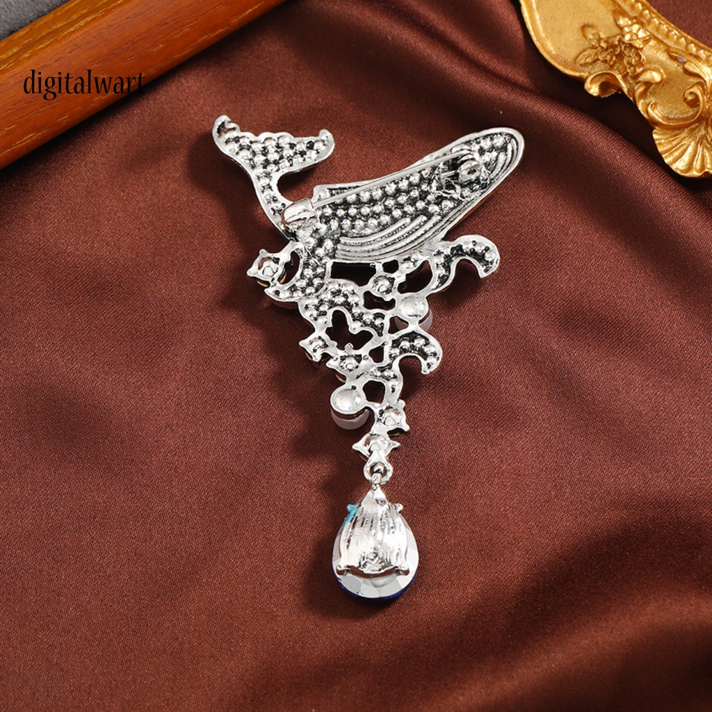 Kỹ Thuật Số| Ghim Cài Áo Hình Cá Voi Đính Đá Tráng Men Giả Chống Gỉ Sét Phong Cách Vintage