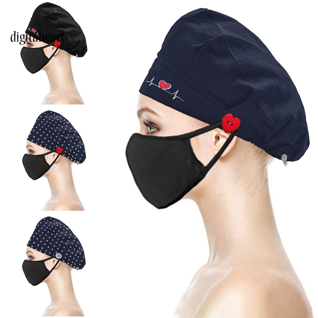 Kỹ Thuật Số| Mũ Lưỡi Trai Thêu Họa Tiết Chấm Bi Phối Nút Có Thể Điều Chỉnh Cho Người Làm Đẹp Beautician