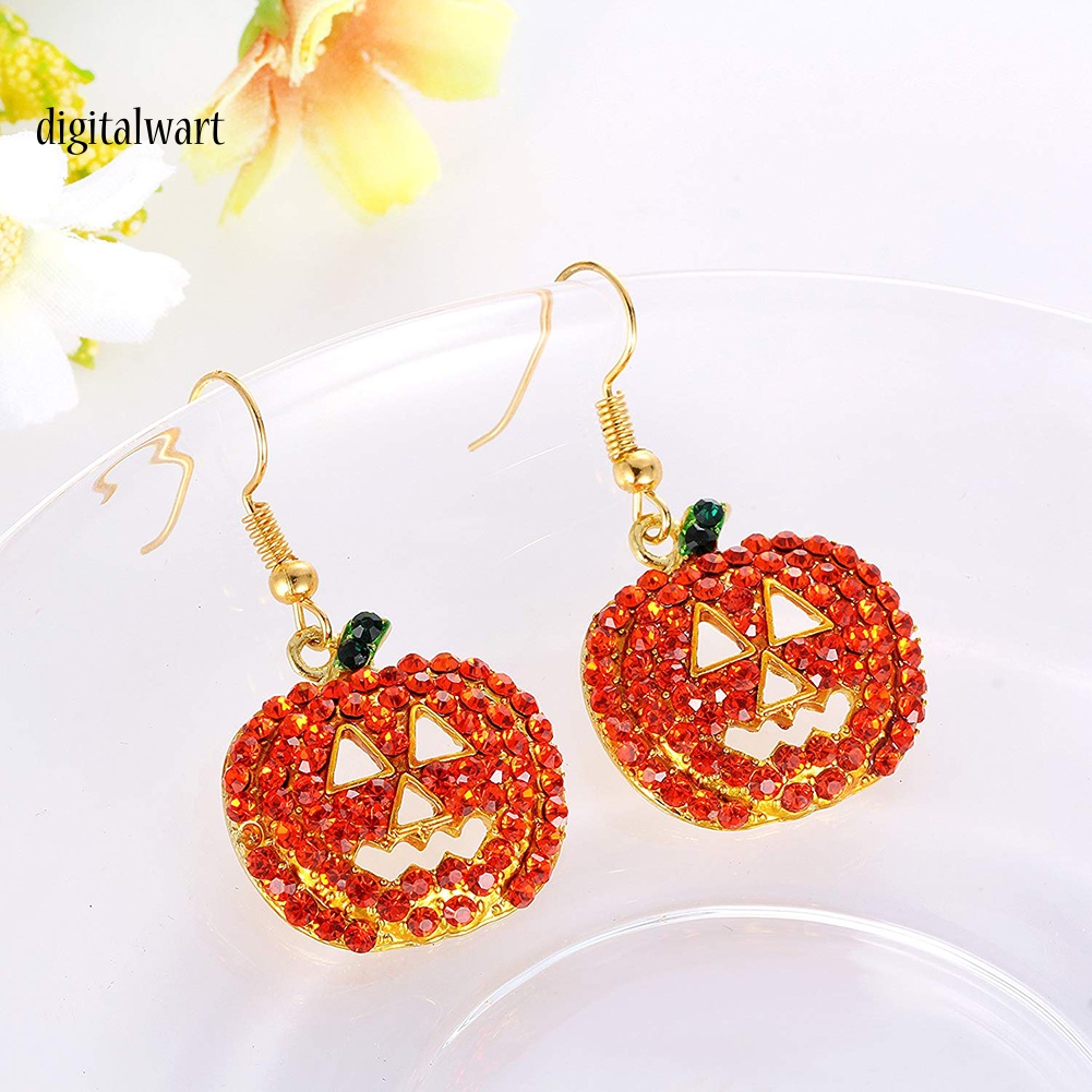 Kỹ Thuật Số| Bông Tai DạNg DàI HìNh Quả Bí Ngô ĐíNh Đá