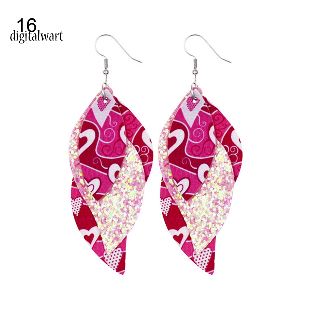 Kỹ Thuật Số| Bông Tai Bằng Da Hình Chữ S Đính Kim Sa Lấp Lánh Thời Trang