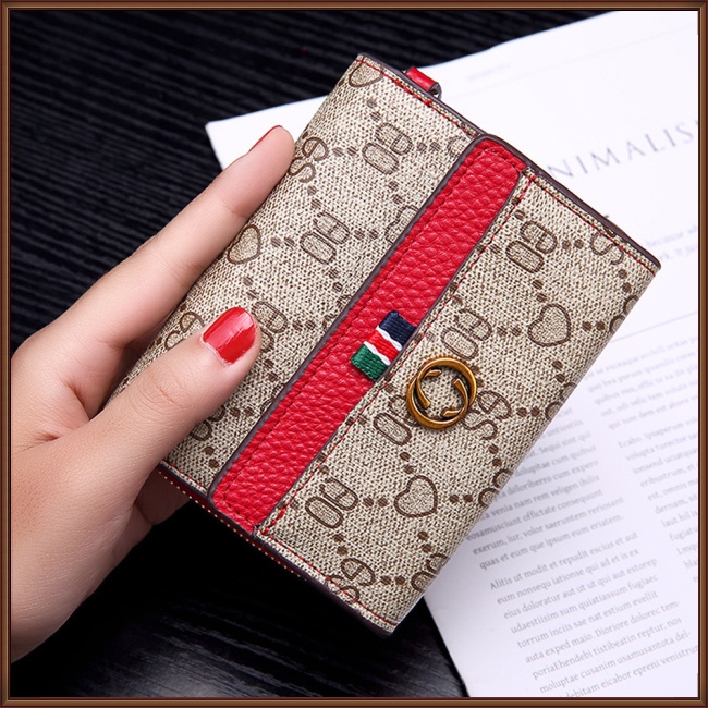 Ví Ngắn Đựng Thẻ / Tiền Xu / Thẻ In Họa Tiết Retro Kích Thước Lớn Cho Nữ