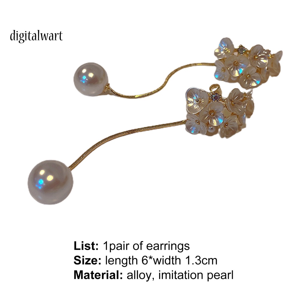 Kỹ Thuật Số| 1 Đôi Bông Tai Dáng Dài Hình Hoa Đính Ngọc Trai Nhân Tạo Thời Trang Dành Cho Nữ