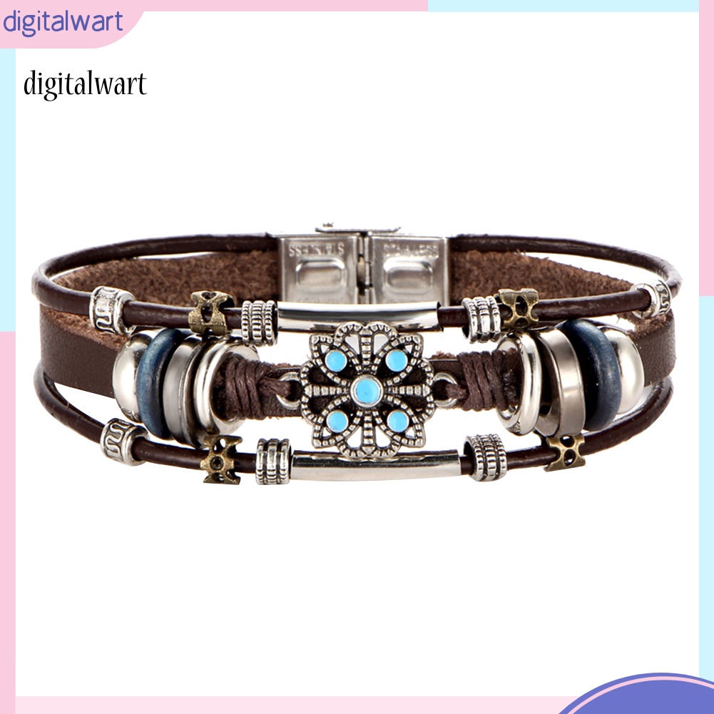 Kỹ Thuật Số| Vòng Tay Da Nhiều Sợi Phối Hạt Phong Cách Bohomian Cho Nữ