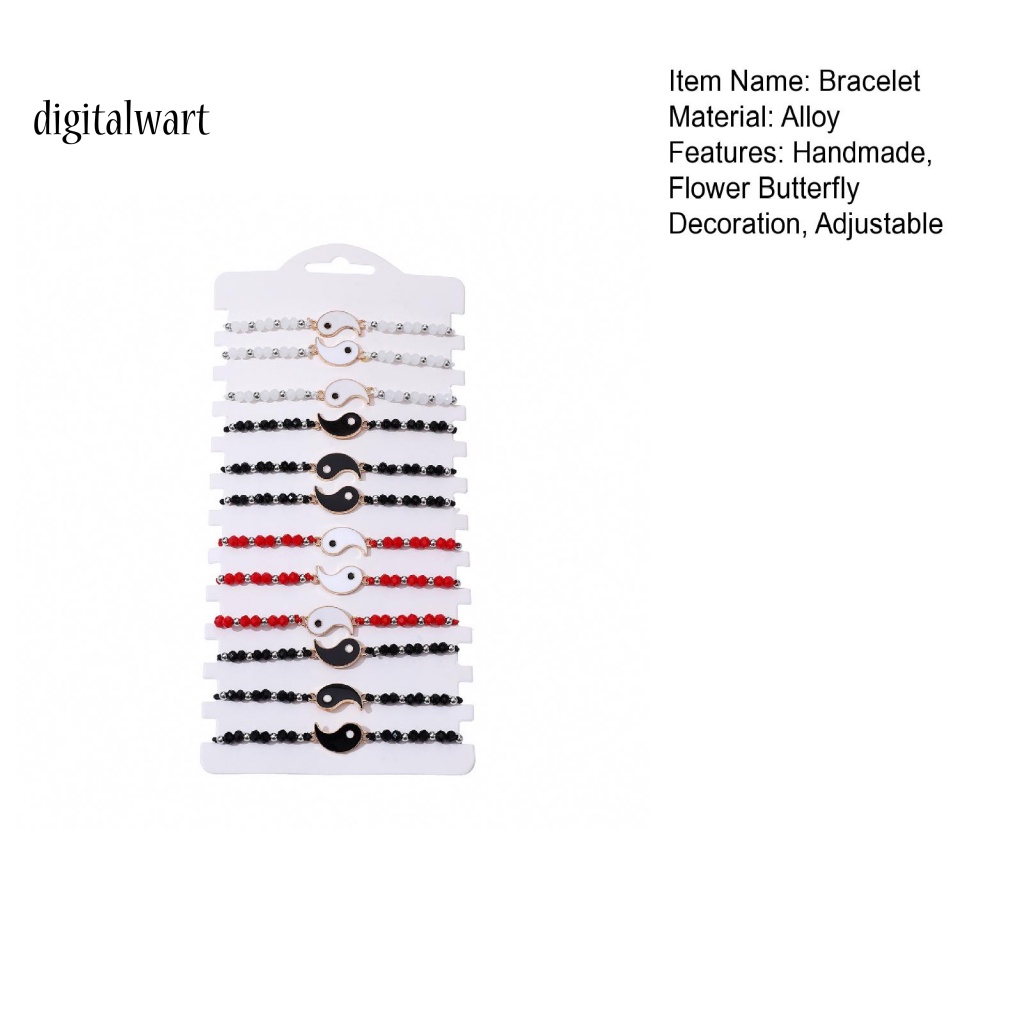 Kỹ Thuật Số| Set 12 Vòng Tay Dây Bện Thủ Công Có Thể Điều Chỉnh Trang Trí Mắt Bắt Kem Phong Cách Thái Cực Quyền Thời Trang Cho Nữ