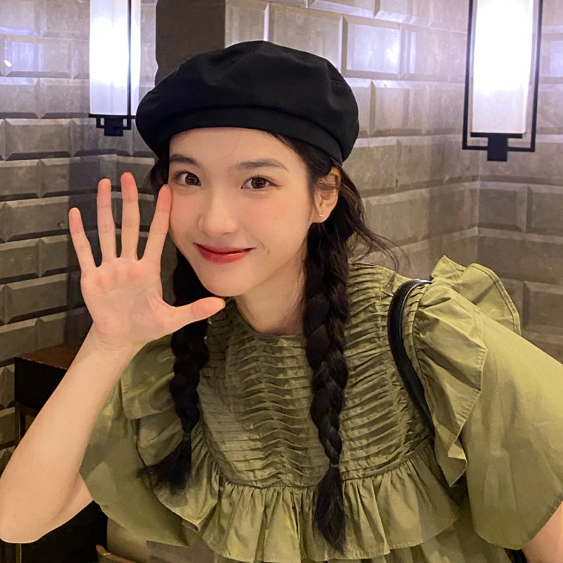 Mũ Beret Vải Cotton Mỏng Thoáng Khí Màu Trơn Dễ Thương Dành Cho Nữ