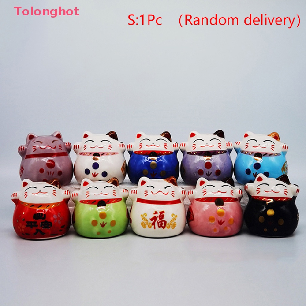 1 Tượng Mèo May Mắn Bằng Gốm Trang Trí Nhà Búp Bê