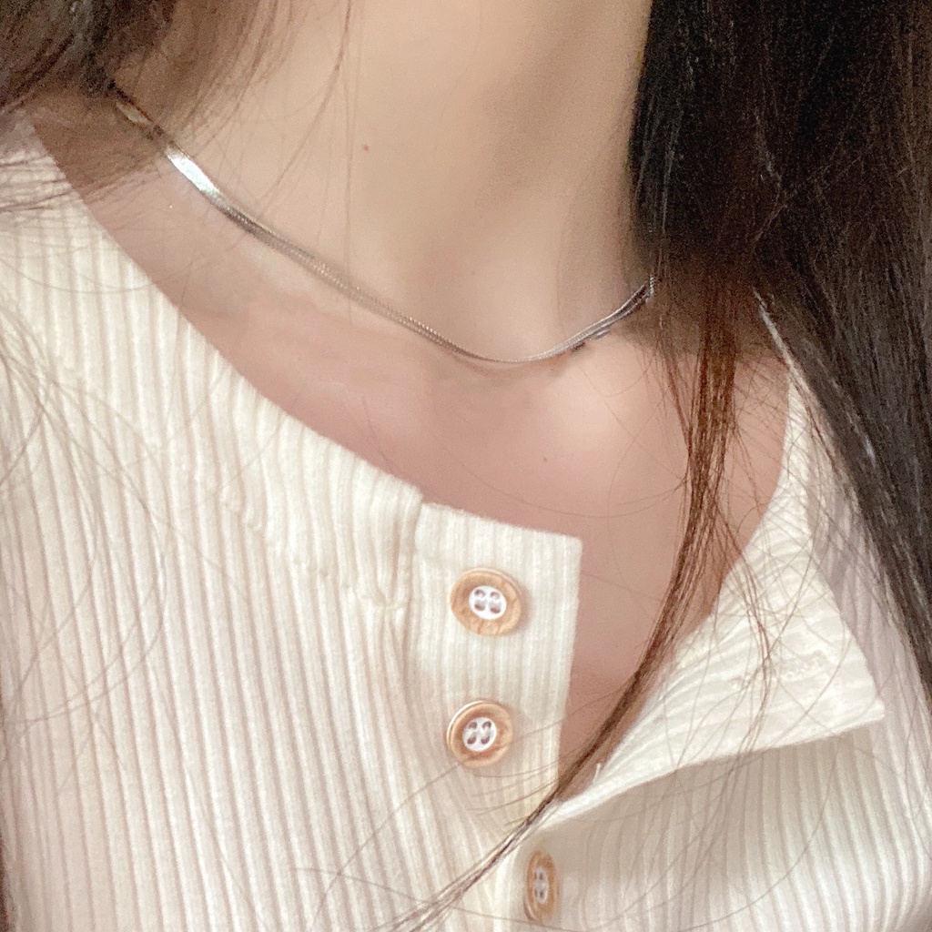 Vòng cổ Xương Rắn 3mm Bằng Thép Titan Đơn Giản Thời Trang Mùa Hè Cho Nam Và Nữ