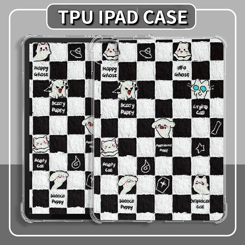 Phù Hợp Bao Da Máy Tính Bảng Họa Tiết Ô Vuông Cho iPad Air4 10.9 gen5 / gen6 9.7 gen7 / gen8 / gen9 10.2 Air4 / Air5 10.9 pro11 2018 / 2020 Ốp