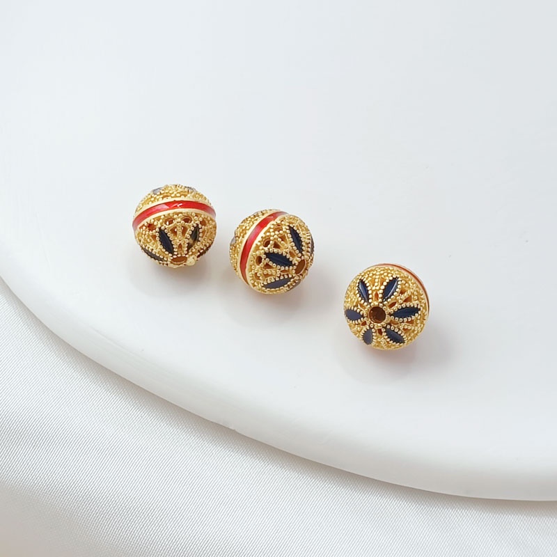 Phụ Kiện Hạt Xỏ Lỗ Hình Vuông / Chúa Giàu Có Màu Vàng Cổ Điển Dùng Làm Vòng Tay Thủ Công DIY