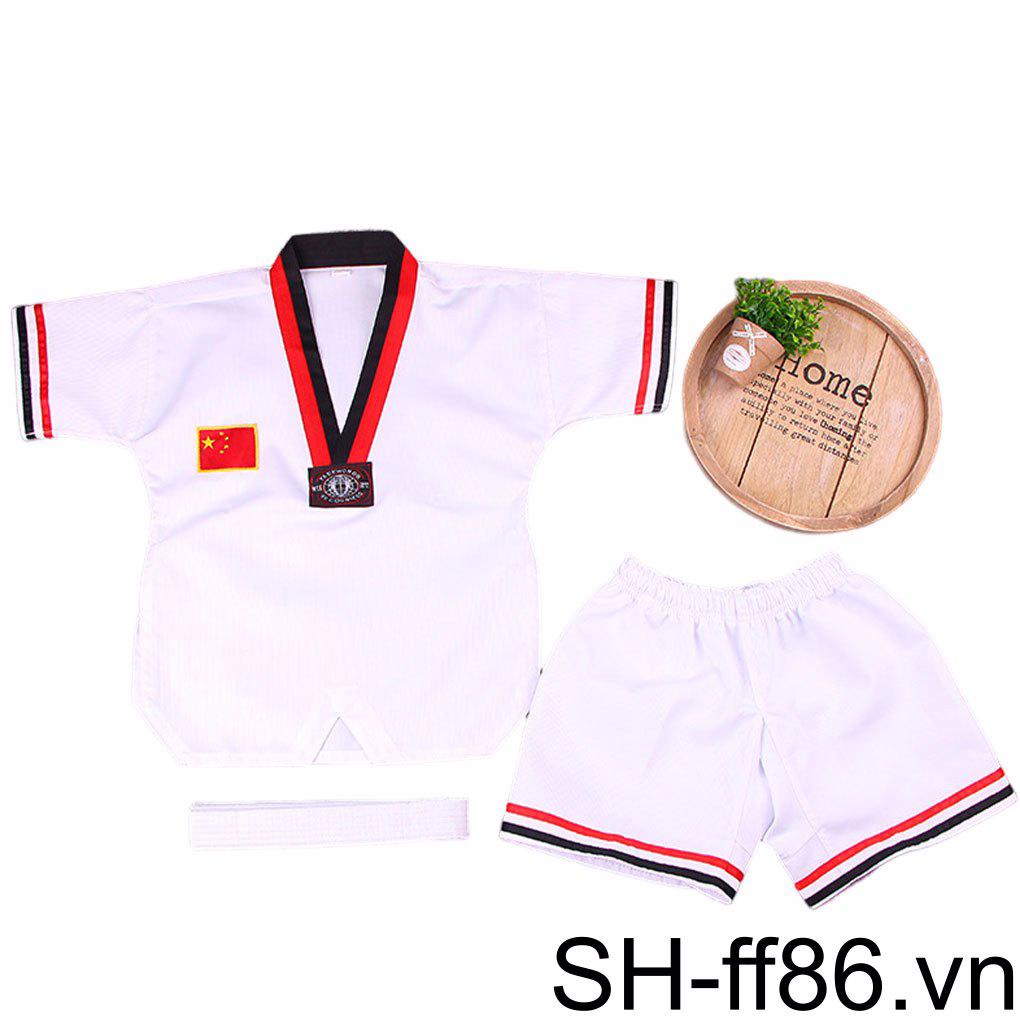 Áo Đồng Phục Taekwondo Tay Dài Cổ Chữ V Thoáng Khí Màu Sắc Đơn Giản