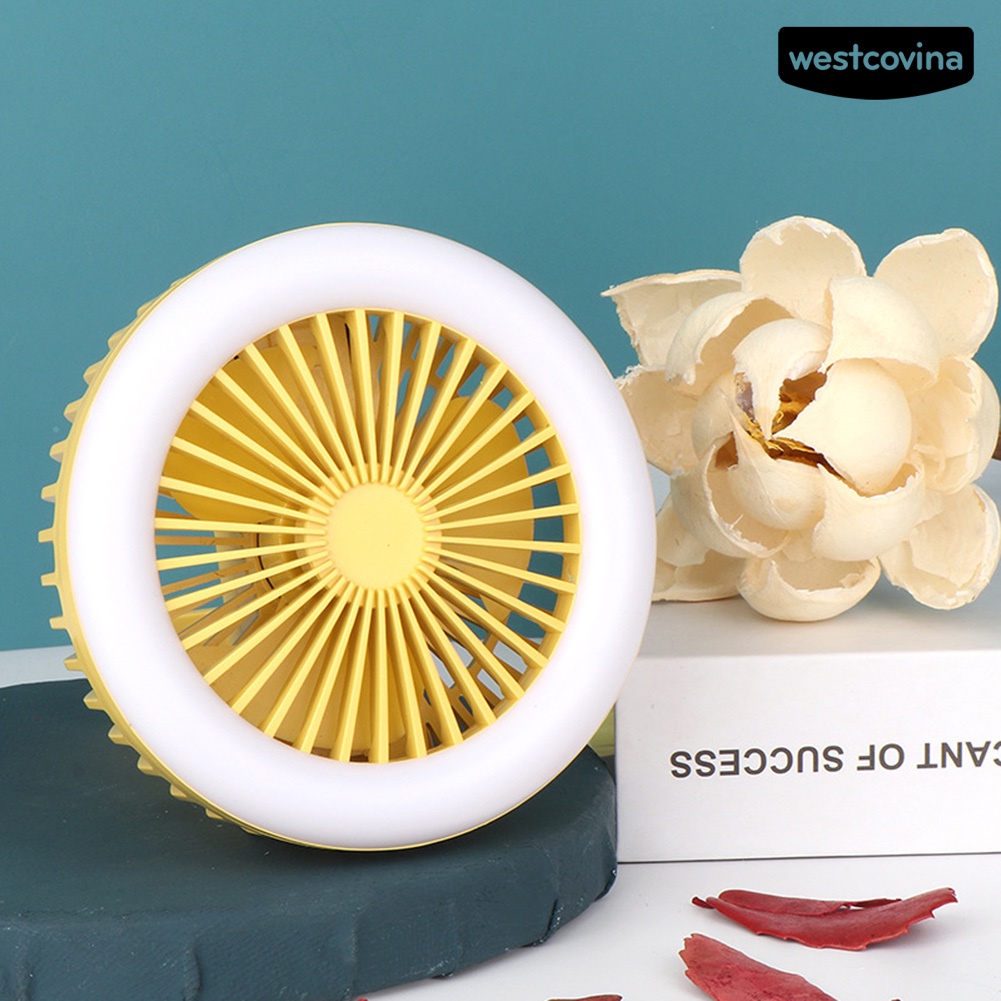 W🅢Quạt USB Mini Có Đèn LED Có Thể Gấp Lại Kèm Móc Treo Tiện Dụng