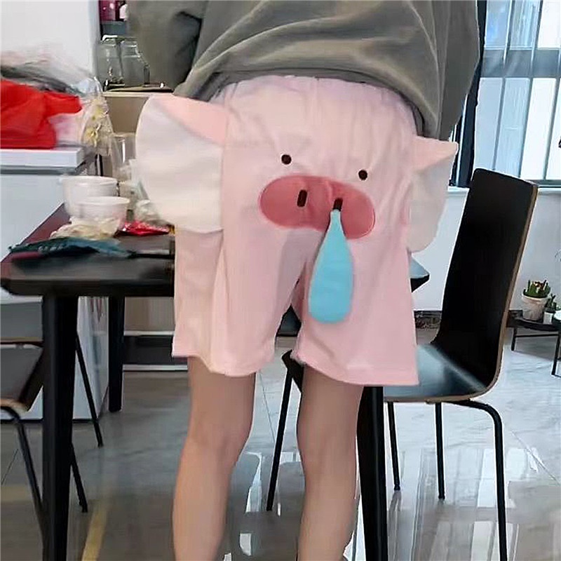 Quần Short Dáng Rộng Thêu Hình Cá Dễ Thương Vui Nhộn Cho Nữ