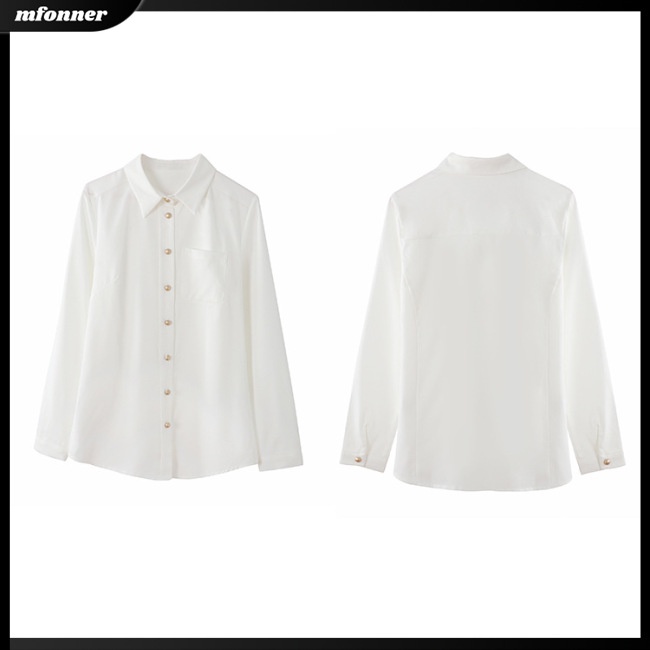 Áo Sơ Mi Voan Tay Dài Màu Sắc Thanh Lịch Dành Cho Nữ