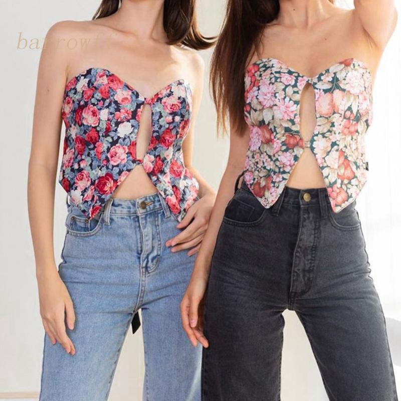 Áo Lửng Hai Dây In Hoa Gợi Cảm Cho Nữ