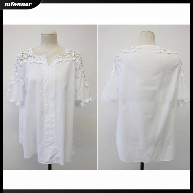 Áo Sơ Mi Mùa Hè Dáng Rộng Thêu Họa Tiết Có Size Lớn Cho Nữ