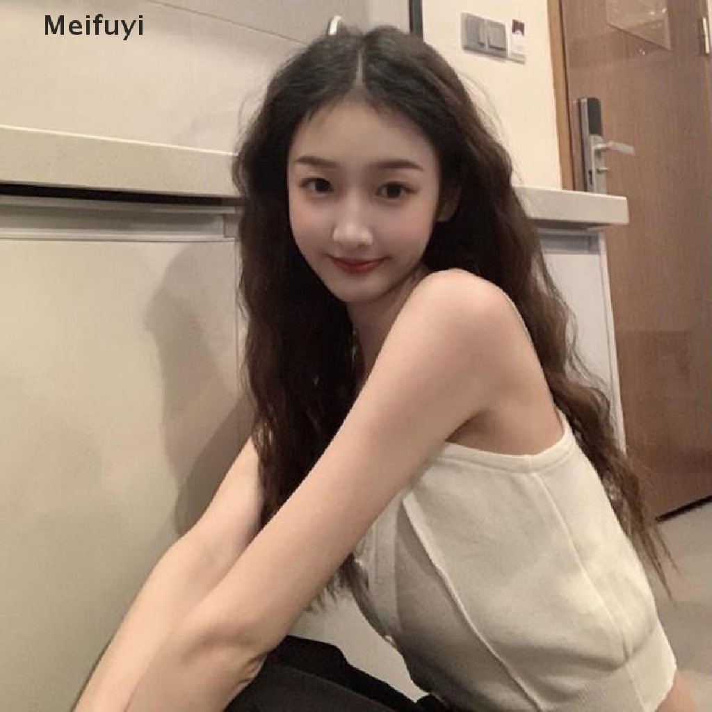 Áo Croptop Dệt Kim Hai Dây Cổ Chữ V Cài Nút Hình Trái Tim Thời Trang Mùa Hè Cho Nữ