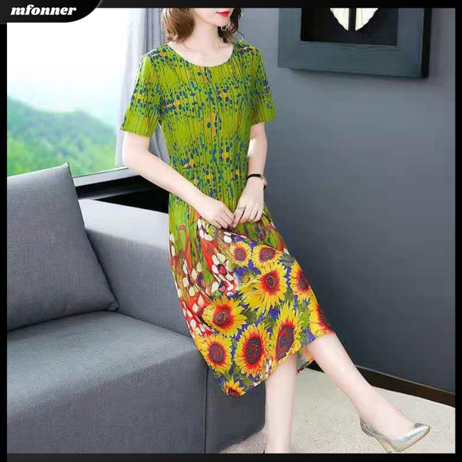 Đầm Tay Ngắn Dáng Rộng Plus Size Thời Trang Cho Nữ