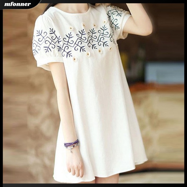 Đầm NgắN Tay In Hoa ThờI Trang Cho Nữ