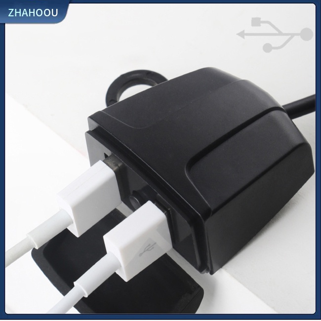 ☃Nhà Cửa☃ Bộ Sạc Điện Thoại Nhanh Cổng Usb Kép Chống Nước Gắn Kính Chiếu Hậu Xe Máy Thông Dụng