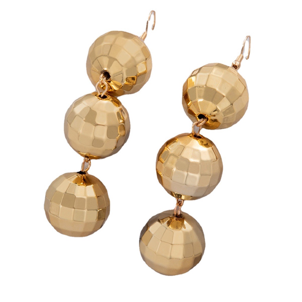 Đôi Khuyên Tai Dài Bản Lớn Hình Học Đính Bóng Lông Thời Trang Cho Nữ