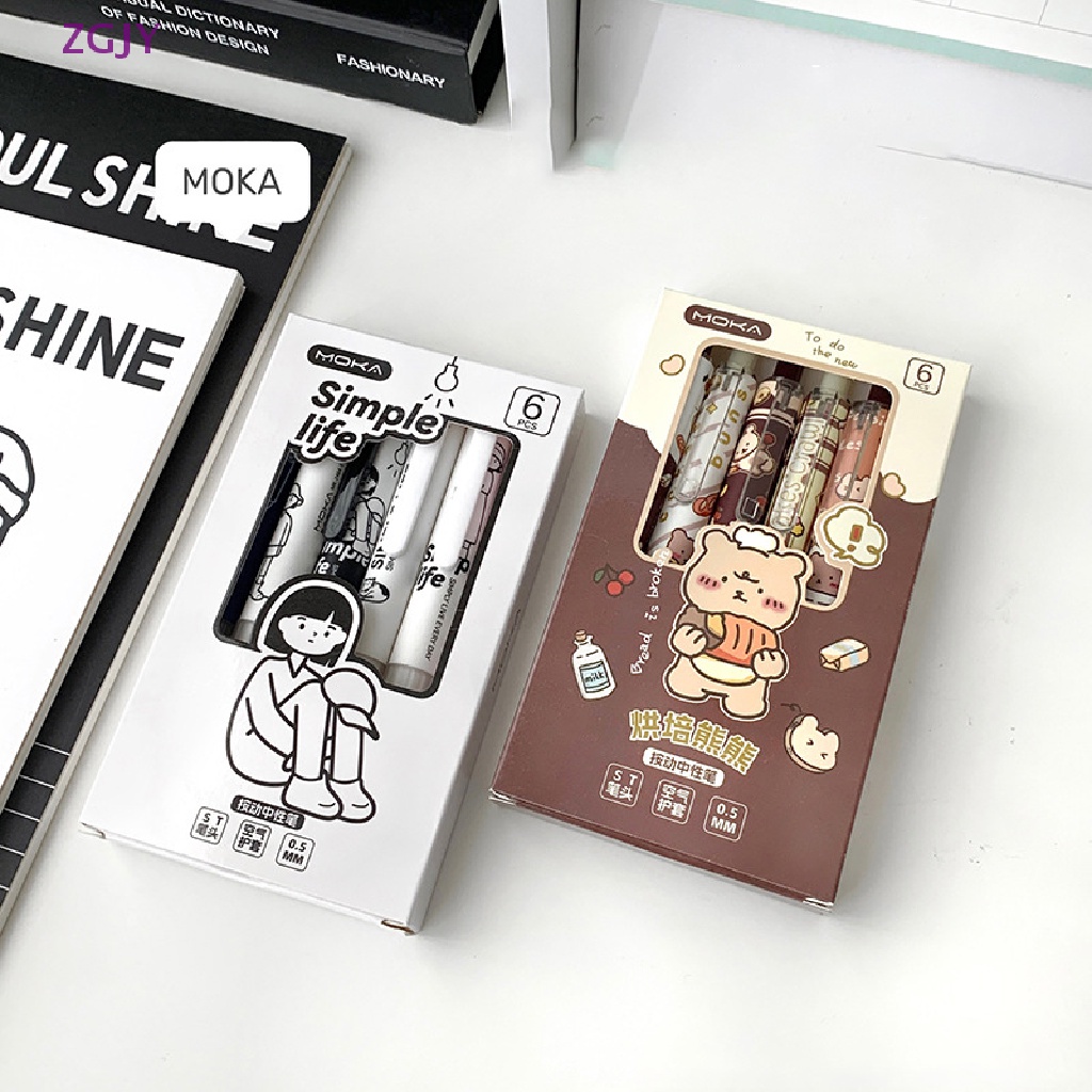 Set 6 Bút Mực Gel Ngòi 0.5mm Họa Tiết Hoạt Hình Dễ Thương Mới