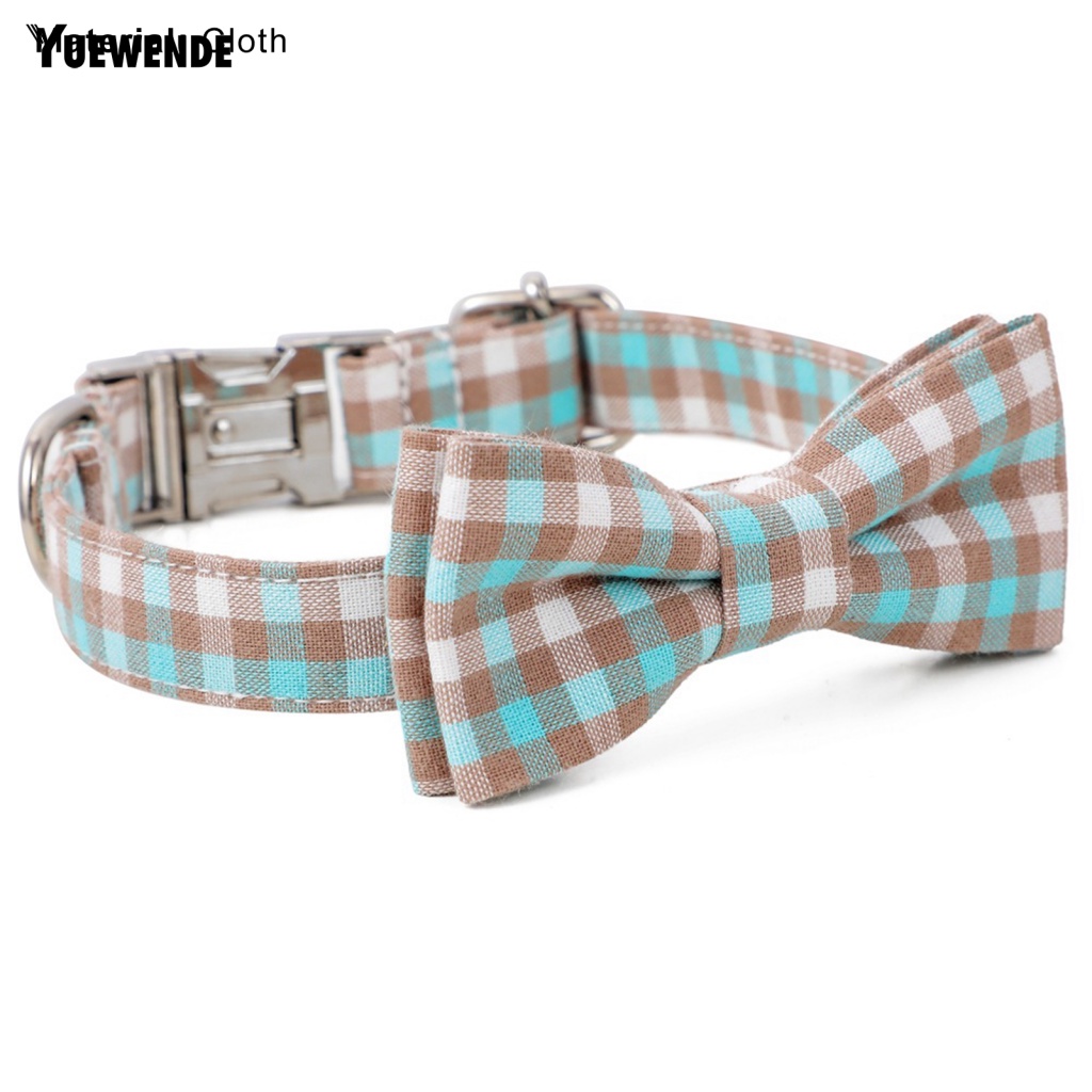 Vòng Cổ Mềm Mại Họa Tiết Sọc Caro Đính Nơ Cho Thú Cưng