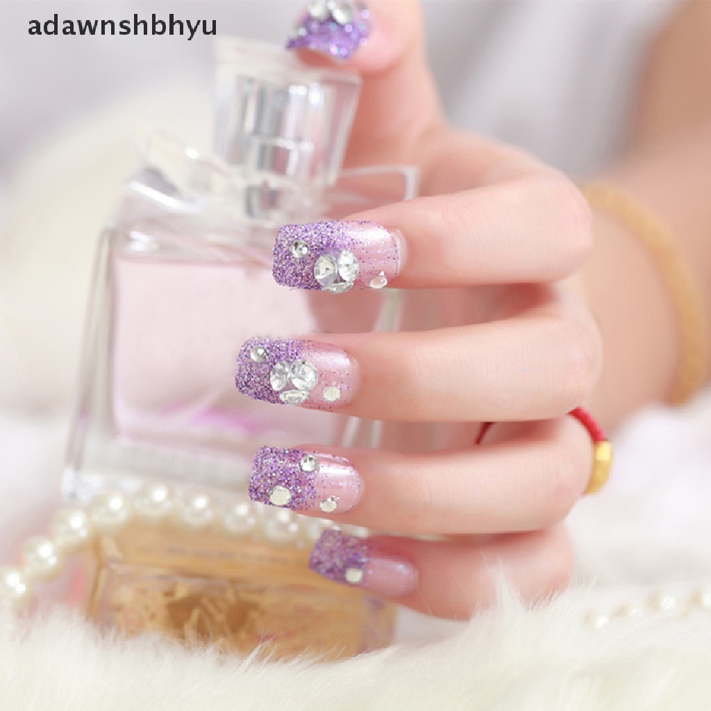 Bộ 24 Móng Tay Giả Trong Suốt Lấp Lánh Thời Trang