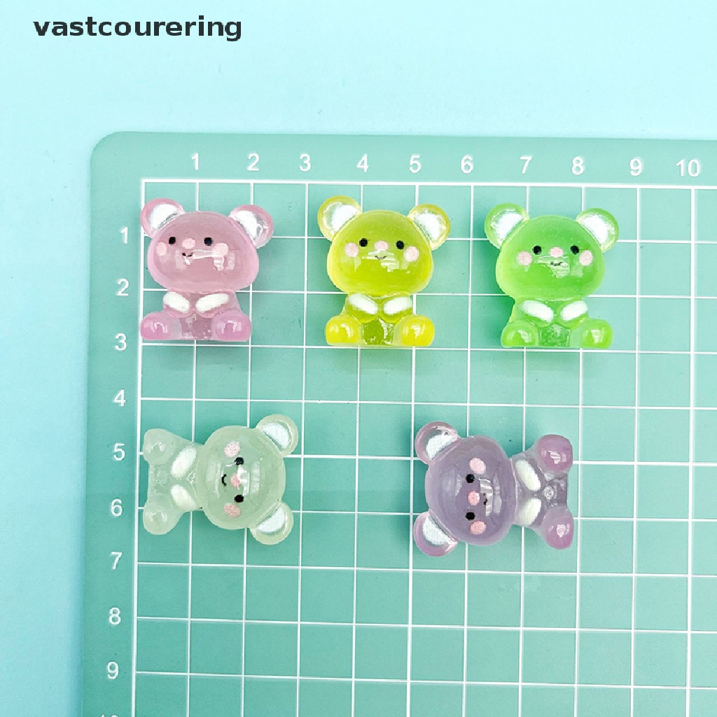 Bộ 2 Tượng Gấu Hoạt Hình Bằng Nhựa Resin Phát Quang Trang Trí Xe Hơi